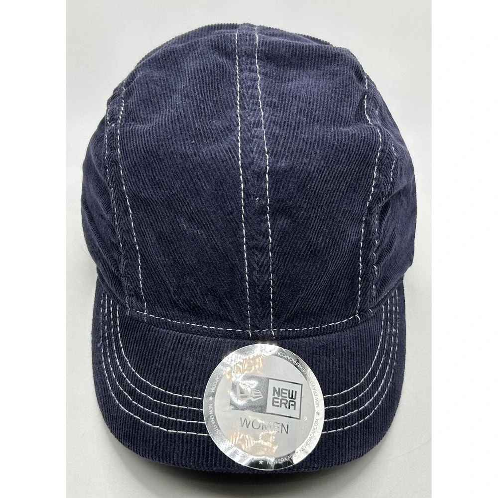 New‎ Era Corduroy Womens One Size Baseball Hat Stretch Cap Blue White NWOT Blank
